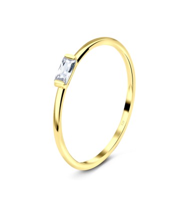 Minimal Styled Crystal CZ Gold Plated Silver Ring NSR-2802-GP